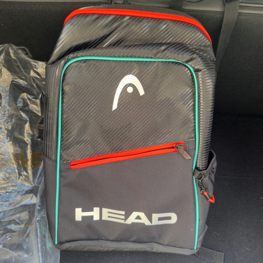 NWT HEAD Tour Tennis Pickleball Backpack Black Teal Orange Size Large